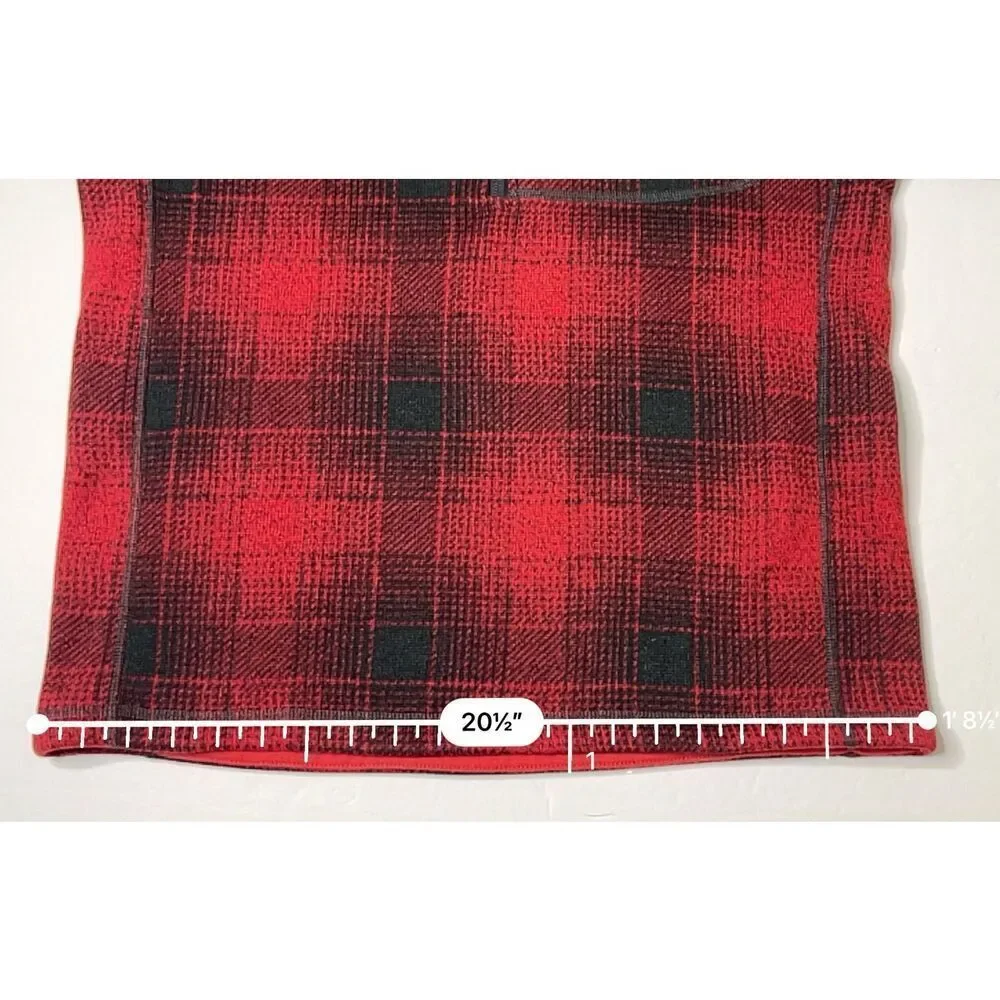The North Face Novelty Gordon Lyons Fleece‎ Quarter Zip Red Plaid Pullover SMALL